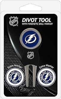 Team Golf NHL Divot Tool with 3 Golf Ball Markers Pack, Markers are Removable Magnetic Double-Sided Enamel