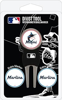 Team Golf MLB Divot Tool with 3 Golf Ball Markers Pack, Markers are Removable Magnetic Double-Sided Enamel