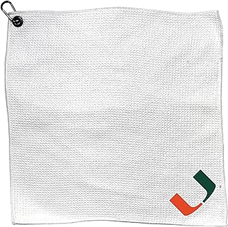 Team Golf NCAA NCAA Microfiber Towel - 15" X 15" (White) with Carabiner Clip, Premium Microfiber with Deep Waffle Pockets- Superior Water Absorption and Quick Dry Golf Cleaning Towel