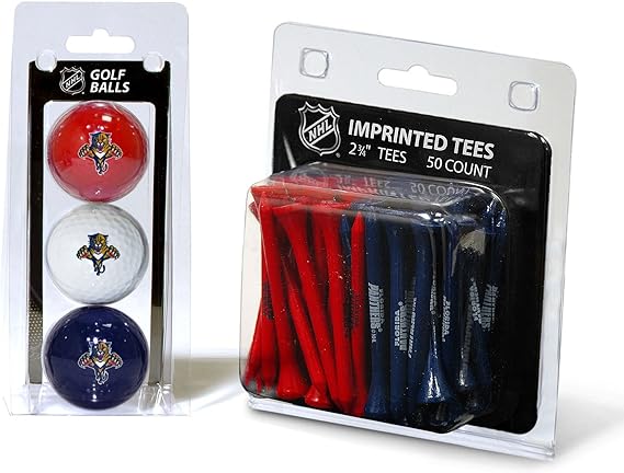 Team Golf NHL Logo Imprinted Golf Balls (3 Count) & 2-3/4" Regulation Golf Tees (50 Count), Multi Colored