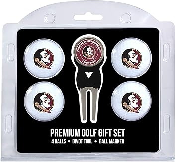 Team Golf NCAA Regulation Size Golf Balls (4 Count) & Divot Tool with Removable Double-Sided Magnetic Marker