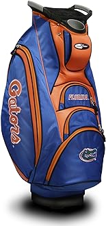 Team Golf NCAA Florida Gators Victory Golf Cart Bag, 10-way Top with Integrated Dual Handle & External Putter Well, Cooler Pocket, Padded Strap, Umbrella Holder & Removable Rain Hood