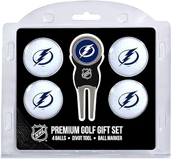 Team Golf NHL Regulation Size Golf Balls (4 Count) & Divot Tool with Removable Double-Sided Magnetic Marker