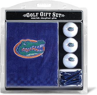 Team Golf NCAA Gift Set Embroidered Golf Towel, 3 Golf Balls, and 14 Golf Tees 2-3/4" Regulation, Tri-Fold Towel 16" x 22" & 100% Cotton