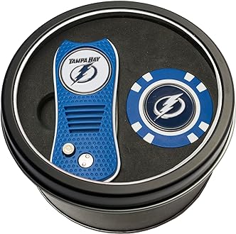 Team Golf NHL Gift Set Retractable Divot Tool & Chip, Includes 2 Double-Sided Enamel Ball Markers, Patented Design, Less Damage to Greens, Retractable Mechanism